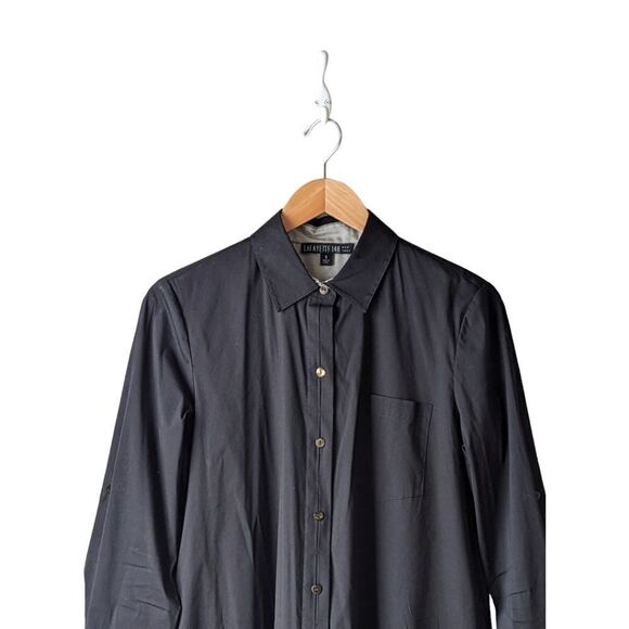 Lafayette 148 Midi Shirt Dress Button Front sz 8 in Black - Picture 3 of 15